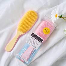 1/2pcs Soft Bristle Hair Comb‑Painless Dry & Wet Use, Suitable For All Hair Types Straight Curly Thick Fine, Anti‑Static Gentle Scalp Massage, Anti‑Tangle Styling Comb, Macaron Color For Women Children Men - Multicolor - View 3