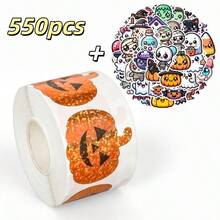 2pcs/550pcs Christmas & Halloween Stickers, High-Quality Self-Adhesive Christmas Stickers For Holiday Decoration | Durable Adhesive Stickers For Halloween Party Favors, Gift Wrapping, Envelope Sealing And Classroom Decor - Multicolor - View 9