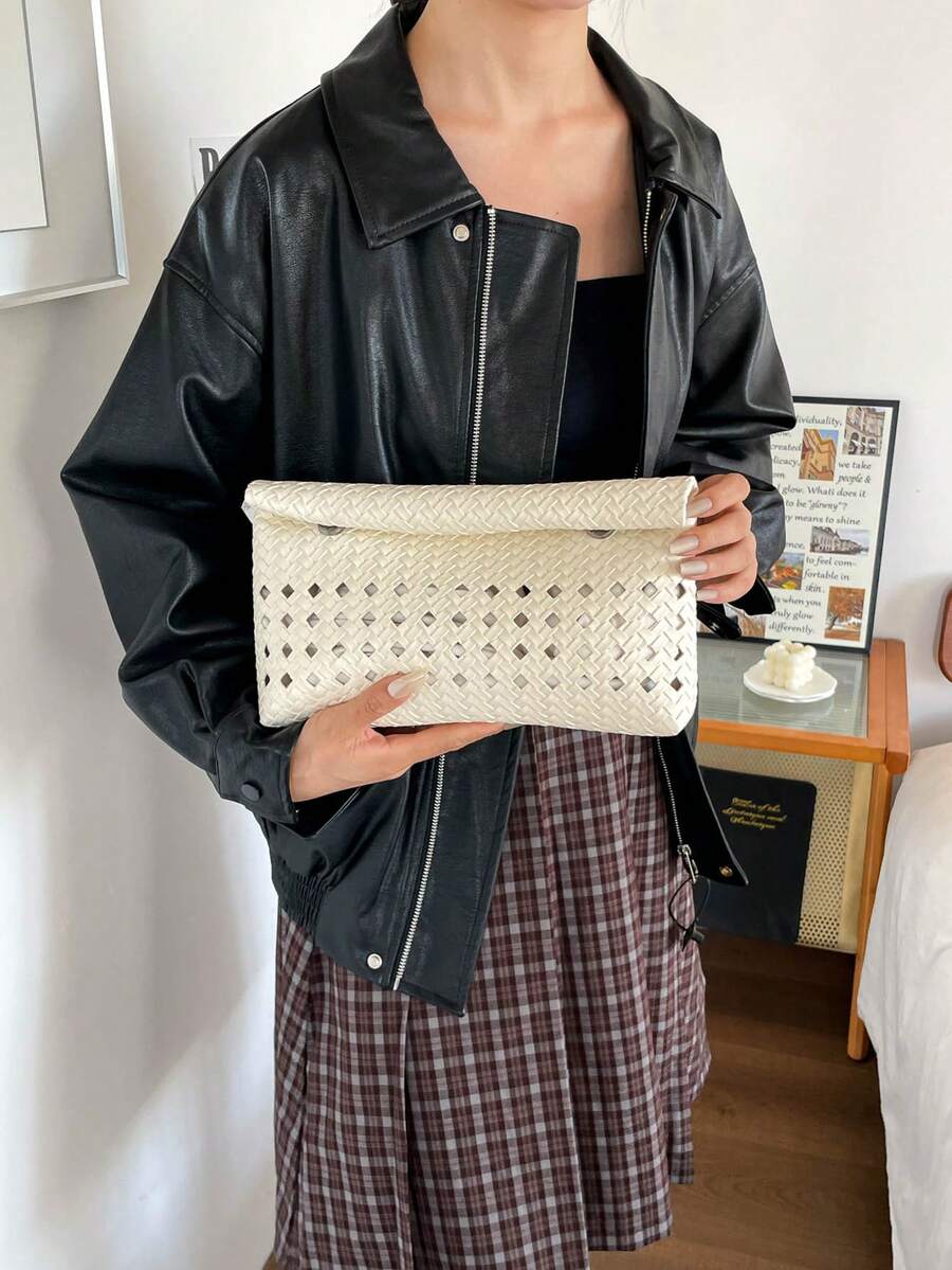 純色 PU 皮革輕量大容量翻蓋磁扣小方包，多功能派對與晚餐包，適合女性