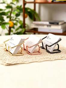Electroplated Metal Business Card Holder, Desktop Business Card Display Stand, Office Desktop Business Card Storage Organizer For Party Event - Multicolor - View 3