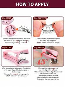 MAANGE 1 Pair Cartoon Magnetic False Eyelashes, Cat Eye Strip Lashes, Portable & Natural & Realistic, Reusable, Strong Magnetic Adhesion, No Glue Or Makeup Remover Needed, Create Natural Lengthening, Curling & Eye-Enlarging Effect, Travel Essential, Gift For Women - Multicolor - View 8