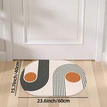 1pc Oval Flannel Door Mat, Soft Comfortable Absorbent Non-Slip Washable With Anti-Slip Backing, Suitable For Entrance, Living Room, Patio, Bedroom, Kitchen, Laundry Room, Bathroom, Multi-Functional Home Floor Mat, Entryway Rug, Kitchen Bathroom Carpet, Holiday Decor - Multicolor - View 13