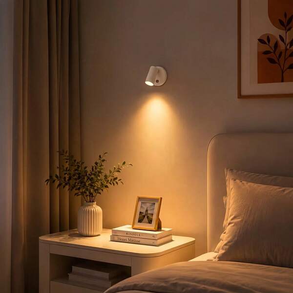 1pc Rechargeable Magnetic LED Spotlight For Indoor Use, USB Charging, 3-Color Dimmable, 350° Rotatable, Battery Powered Light, Touch Control Wall Lamp Suitable For Bedroom, Bedside, Artwork, Painting, Potted Plants, Plants, Hanging Picture Light