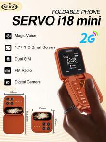 SERVO I18 Mini Flip Phone Layar 1,77 Inci Dual SIM Radio FM Magic Blacklist 2G GSM Baterai 1000mAh Ponsel Lipat - Hitam - View 1