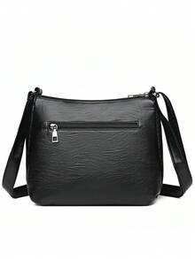 1pc Fashionable Retro Solid Color Soft Multi-Layer Crossbody Bag, Portable And Lightweight, Adjustable Shoulder Strap, Versatile Shoulder Bag For Shopping - Multi-color - View 6