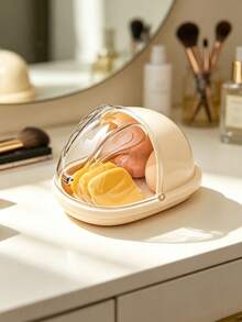 1PC/4PCSPortable Flip‑Lid Makeup Sponge Storage Case, Dust‑Proof Cosmetic Puff Organizer Box, Transparent Visible Cover Design, Holder For Makeup Sponge And Makeup Puffs, Compact Storage Container For Desktop Vanity And Outdoor Travel Use - Multicolor - View 13