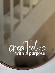Created With A Purpose Mirror Wall Sticker Cross Double Hearts Faith Decal - A - View 6