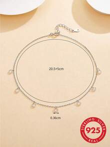 1pc S925 Sterling Silver Delicate Minimalist Luxury Gentle Rhinestone Pendant Bracelet For Women, Personalized Fashion Elegant Elegant Cool Aesthetic Ins Artistic Style Niche Jewelry, Daily Commute Date Outfit Romantic Atmosphere Sparkling Exquisite Wrist Accessory, Gift For Girlfriend Best Friend Holiday - Diamond - View 10