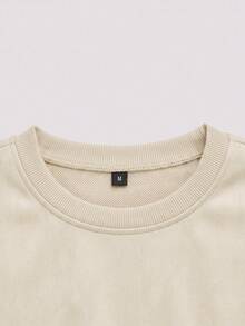 Whitmere Men's Solid Color Pullover Sweatshirt, Spring & Autumn, Long Sleeve Top - Apricot - View 5