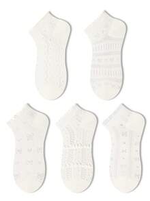 ZUJO 5 Pairs White Women's Lace Trim Short Socks, Butterfly And Heart, Polka Dot Patterns, Simple And Comfortable, Suitable For All Seasons, JK School Style, Random Color Shipping - White - View 6