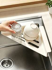 Expandable Sink Drain Rack, Adjustable Kitchen Sink Storage Tray, Anti-Slip Telescopic Sink Organizer For Sponge, Soap, Cup, Kitchen Counter Accessories - Practical Style - View 1