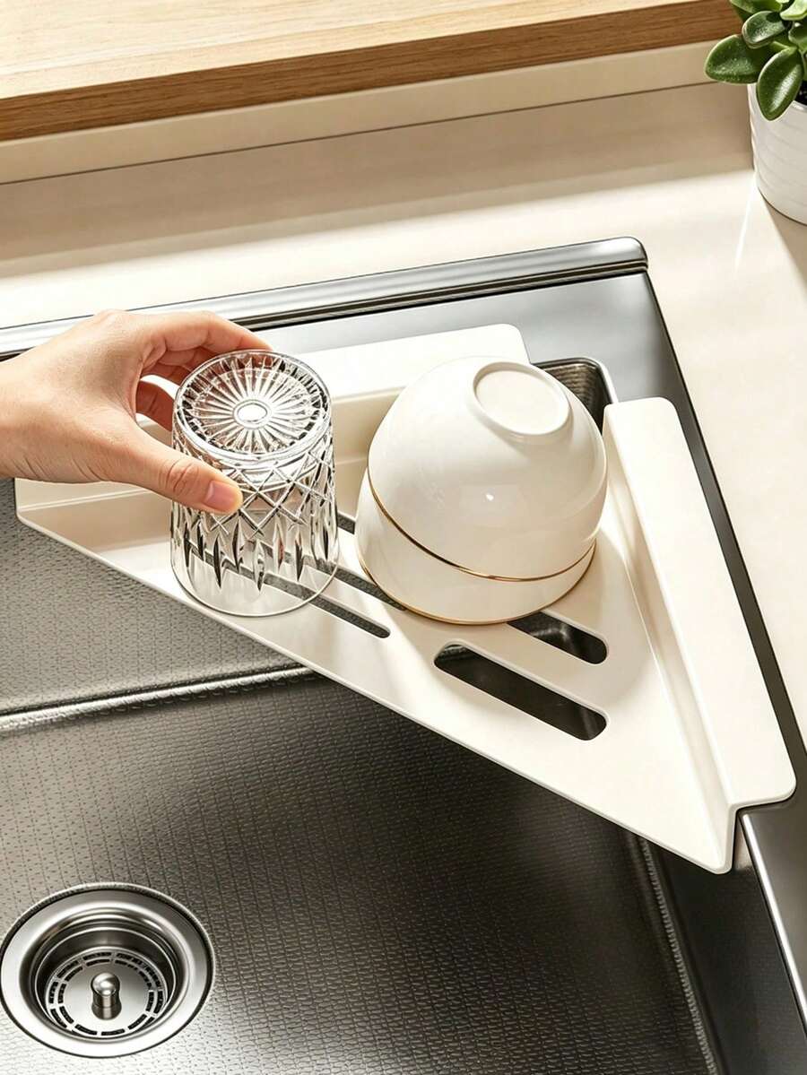 Expandable Sink Drain Rack, Adjustable Kitchen Sink Storage Tray, Anti-Slip Telescopic Sink Organizer For Sponge, Soap, Cup, Kitchen Counter Accessories - Practical Style - View 1