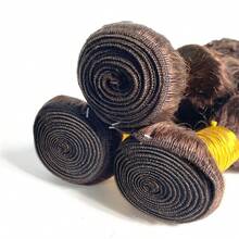 BINF 巧克力棕 8-30 英吋大波浪真髮束 雙層髮尾 真人髮接髮 彈性波浪髮束 4 束 女性髮型改造用 - S4 - 查看 5