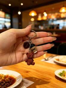 Teddy Bear Keychain, Coffee Bean Beverage Accessory Decor, Bag Charm, Y2K Backpack Pendant, Keychain Accessory, Also Suitable For Gym, Classroom, Matching Games, Daily Use And As A Gift; Fashionable Women's Accessory, Ideal Gift For Christmas, Valentine's Day, Birthday And Back To School Season - Multicolor - View 4