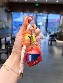 Creative Colorful Motorcycle Helmet Keychain Couple Style Bag Charm Stress Relief Motorcycle Helmet Phone Lanyard Car Key Chain Gift - Multicolor - View 15