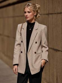 Thick Wool Blazer Jacket Women 2026 Autumn/Winter New Design Niche Elegant Wool Suit Top - Beige - View 3