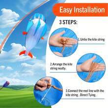 Large Soft Whale Kite, Tear-Resistant And Easy To Fly, Suitable For Outdoor Entertainment, Comes With Handle, Flying Line And Storage Bag - Soft Kite - View 5