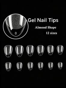 120pcs Short Almond Shaped Acrylic Nail Tips, Pre-Formed Semi-Matte Full Coverage Square Transparent Gel Press-On False Nails For Nail Extension, Home DIY Manicure - Multicolor - View 7