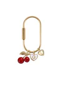 Red Cherry Letter Keychain Bag Pendant,Feature Golden Heart And White Border Letter Heart Pendant,Car Keychain,Bag Accessories,Decorative Pendant - Multicolor - View 14