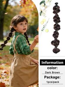 1pc Kids Bubble Braid Ponytail Hair Extension With Elastic Hairband, Soft Colorful Synthetic Hair, Easy To Wear No Damage Hair Piece, Suitable For Girls Holiday Cosplay Party, Halloween - Multicolor - View 14
