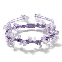 1Pc Boho Handmade Natural Crushed Crystal Bracelet Adjustable Summer Beach Dainty Stackable Bangle Wristband Jewelry Gift For Women - Multicolor - View 22