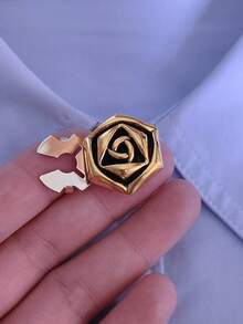 1pc / 2pcs Elegant Floral Design Button Covers, No-Sew Shirt Button Covers, Decorative Buttons, Fashion Crystal Cufflinks - Gold - View 6