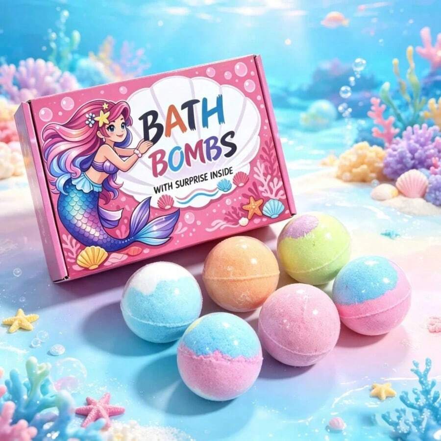 12pcs 60g Natural Bath Fizzies Surprise Hidden Toy Bubble Fizzy Ball Fun Bathtime Play Gift Set - Rose - View 1