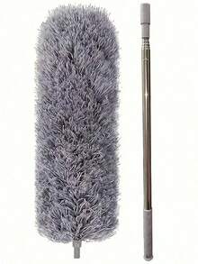 2pcs Grey Microfiber Duster With Telescopic Handle, Bendable And Washable Feather Duster, Adjustable Stainless Steel Pole Dusting Cleaner, Suitable For High Ceilings, Blinds, Furniture And Home Cleaning - Static Electricity - View 6