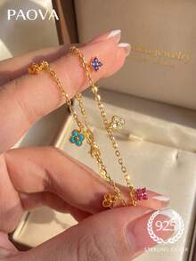 1pc Exquisite Summer Dopamine Rainbow Candy Star Zirconia Bracelet, , Elegant Minimalist Chain Jewelry, Sister Friendship Gift - Style 2 - View 6