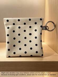 1pc Simple Polka Dot Data Cable Storage Bag, PU Leather Portable Mini Zipper Coin Purse With Keyring, Small Card Holder Wallet, Pocket Organizer For Earphones, Cosmetic Accessories, Multi-Color Casual Mini Bag, Travel Daily Carry Storage Pouch For Women - Multicolor - View 8