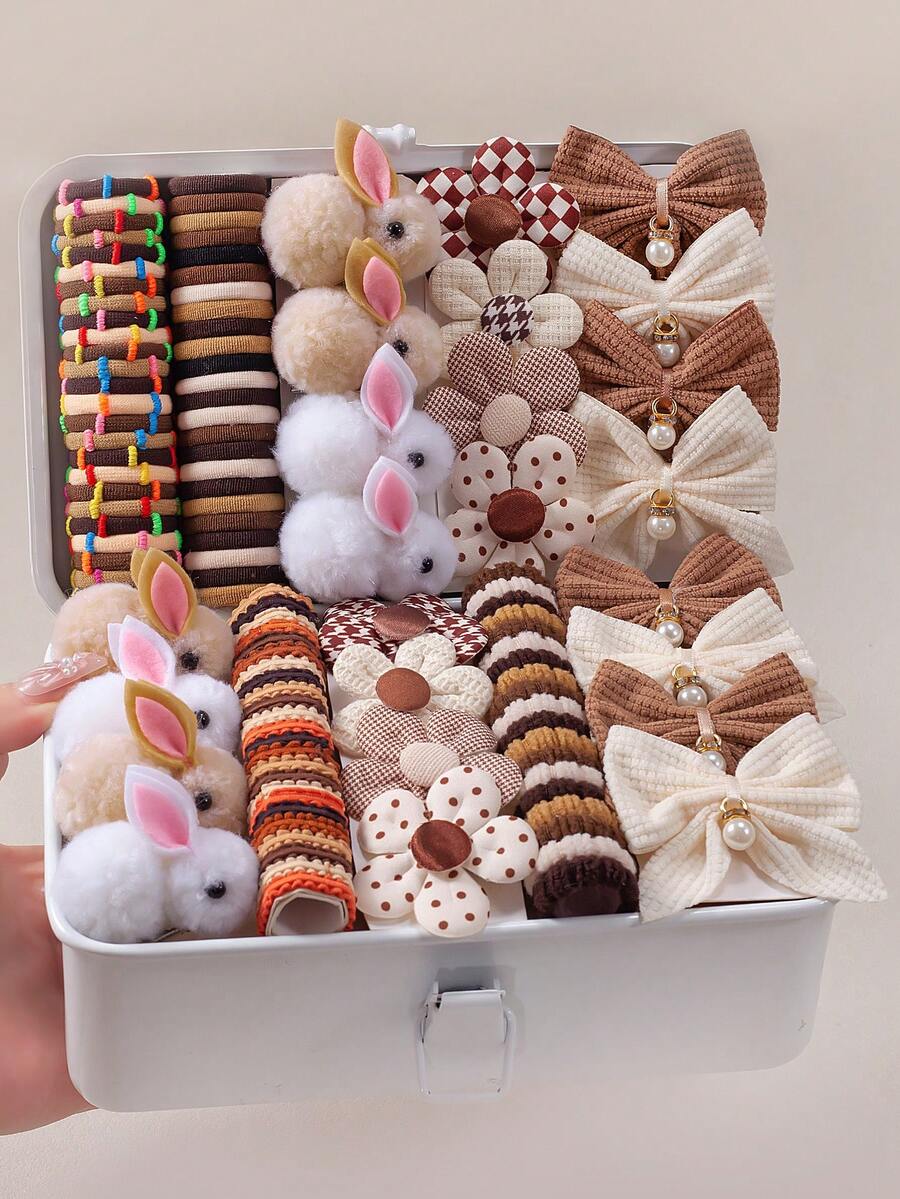 196pcs Milk Coffee Vintage Cute Hair Accessories Set, Suitable For ...
