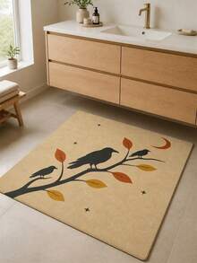 1pc Chinese Aesthetic Diatomaceous Earth Rug, Inspired By Classical Poetry "Withered Vines, Old Trees, Dusk Crows", Chinese Ancient Poetry Aesthetic - Black - View 1