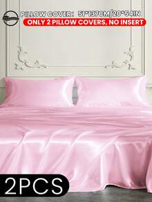 1pc/2pcs Satin Pillowcase, Silk Pillowcase For Hair And Skin Care, Luxurious Silky, Super Soft And Breathable, No Filling, Machine Washable, Autumn Decor, Autumn Home Decor - Girly Pink - View 22