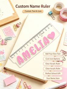 Custom Name Acrylic Ruler, Transparent Acrylic Customized Name Ruler, Personalized 15Cm Straight Measuring Tool, Customized Daily Stationery Accessory, Customizable Gift For Stationery Lovers, Multi-Functional Creative Ruler - Multicolor - View 7