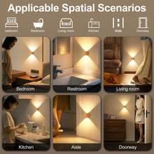 LED Motion Sensor Wall Light, USB Rechargeable Up & Down Lighting, 3 Color Adjustable, Magnetic Battery Powered Night Light, Suitable For Hallway/Bedroom/Bathroom, Bedside, Desk, Closet, Home Decor, Living Room Decor - Spherical Multi-color [Upgraded Version] - View 6