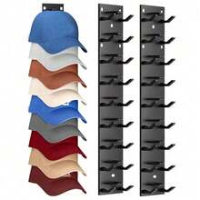 2 Packs Baseball Cap Organizer Adhesive Wall-Mounted Hat Rack Storage Shelf,Baseball Cap Storage Rack, Wall-Mounted Hat Holder, Hat Rack Organizer Easy Installation Suitable Closet Doors Bedrooms, Hat Hanger Organizer Hat Hanging Display Rack - Multicolor - View 1