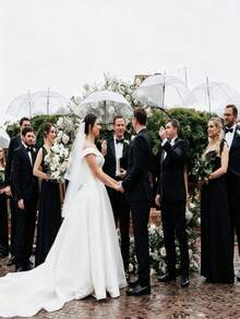 Wedding Umbrella Large Canopy Transparent Style Auto Open/Close Windproof Waterproof White J-Handle Suitable For Groom Bride Photography Golf Outdoor Activity Party Supplies - A - View 2