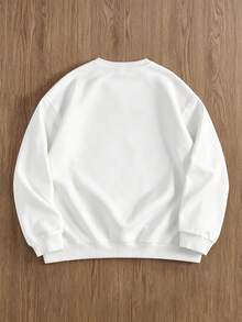 Men's Fashion Creative Design Printed Graphic Sports Casual Commute Versatile Long Sleeve Slim Fit Crew Neck Sweatshirt - White - View 3