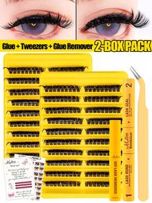 180piece 80D Dcurl DIY Lash Cluster Set, Mixed 8-16mm, Thick, Fluffy Clusters Include Essential Tools: Lash Adhesive And Tweezers. Perfect For Home Or On The Go Use, Suitable For Daily Life, Weddings, Dates, Parties And Travel. - Black - View 11