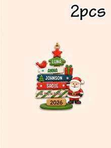 Custom Festive Christmas Family Ornament, Personalized 2-5 Names , Merry Christmas Signpost Ornament For Family Home Holiday Decorations, Customized Xmas Keepsake Gift For Parents Kids And Loved Ones, Customizable Christmas Tree Ornament. - Style C - View 8