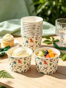 20/10pcs, Dinosaur Themed Ice Cream Cup, Dessert Cup, Baking Bowl, Suitable For Baking, Ice Cream, Snack Placement, Birthday Parties, Welcome Parties, Bridal Weddings, Restaurant Decoration, Picnics, Party Supplies - Multicolor - View 5