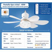 Foco Ventilador de Techo con Luz LED Casaluz, Lámpara Ventilador 2 en 1 con Diseño Premium Tipo Cristal, Control Remoto, Temporizador, 3 Velocidades, Iluminación Ajustable 40W, para Dormitorio, Cocina, Baño y Garaje - Blanco - Ver 9