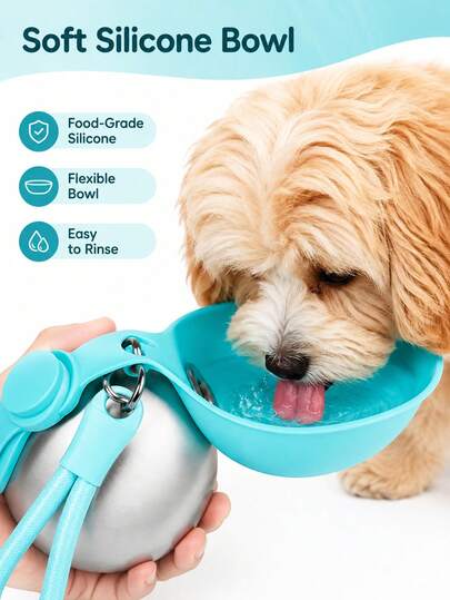 Botella de agua portátil 2 en 1 para perros con cuenco plegable, botella de agua de viaje para que los perros beban, nueva botella de agua portátil para perros, cuenco de agua a prueba de fugas para mascotas para caminar al aire libre, senderismo y camping, a prueba de fugas, ligera, para viajes y caminatas