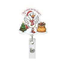 1pc Christmas Goose Acrylic Retractable Badge Reel, Funny Goose ID Holder Gift For Healthcare Workers - A - View 10