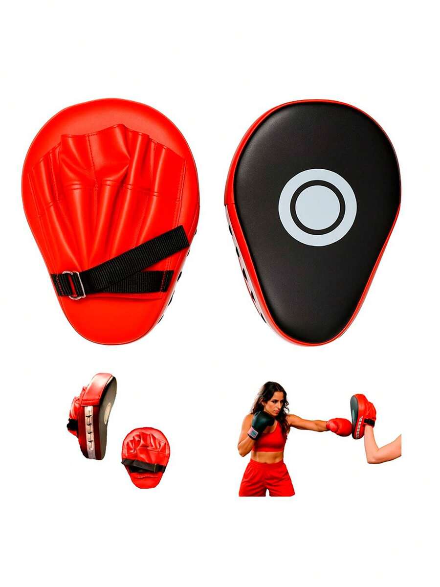 Curved Boxing Mitts With Adjustable Strap And High-Density Padding, Ideal For Home Or Gym Training, Non-Slip Surface For Precision And Impact Absorption. - Red - View 1