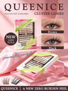 Queenice Cluster False Eyelashes Gift Box Kit, Brown Black Manga Fox Style Natural Individual Segment Lashes, Soft Lightweight Reusable DIY Eye Lashes, Easy To Apply Cosplay & Daily Eye Makeup Decor, Great Halloween Birthday Holiday Gift For Ladies - Multicolor - View 7