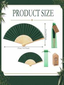 3-60pcs Elegant Fan Set, Includes Thank You Cards, Tags And Gift Bags, Bride Bamboo Handheld Folding Fan, Suitable For Bridesmaid Gifts, Wedding Decor, Party Events, Perfect Summer Accessory, 1pc/Set - Vintage Green - View 6