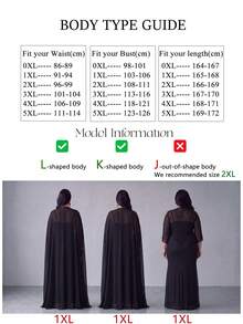 UNITHORSE Plus Size V-Neck Long Puff Sleeve Black Chiffon Embroidered Dress - Black - View 8