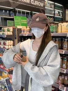 YCYC Grey Hooded Sweatshirt Women Loose Casual Jacket Slouchy Versatile Solid Color Top - Light Grey - View 4