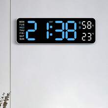 USB Powered 9 Inch Large Digital Wall Clock Temperature Humidity Week Display 4 Level Manual Brightness Adjustment Auto Dimmable Snooze Table Clock 12/24H Electronic LED Alarm Clock ---Without Battery And Plug - one-size - View 3